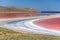 Pink salt lake Koyash, cape Opuk Kerch Crimea