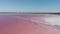 Pink salty Kuyalnik, Odessa, Ukraine, aerial view. Coastline of Kuyalnik with pink water and salty beach. Black Sea Kuyalnik estua