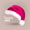 Pink Santa Hat Vector. Party Icon. Head Background. Holiday Icon. Santa Claus Holiday Pink And White Cap. Winter