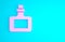 Pink Sauce bottle icon isolated on blue background. Ketchup, mustard and mayonnaise bottles with sauce for fast food