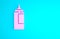 Pink Sauce bottle icon isolated on blue background. Ketchup, mustard and mayonnaise bottles with sauce for fast food