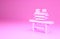 Pink Sauna bench with bucket icon isolated on pink background. Minimalism concept. 3d illustration 3D render