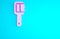 Pink Sauna brush icon isolated on blue background. Wooden brush with coarse bristles for washing in the bath. Anti