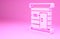 Pink Sauna wooden bathhouse icon isolated on pink background. Heat spa relaxation therapy bath and hot steam healthcare