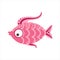 Pink Scaled Fantastic Colorful Aquarium Fish, Tropical Reef Aquatic Animal