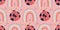 Pink scandinavian pattern with ladybird and rainbow. Seamless pattern with ladybug for spring. Boho scandinavian spring