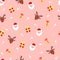 Pink seamless Christmas Santa Claus background ï¼Œreindeer and gift elements