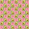 Pink seamless pattern with avocadoes and hearts