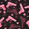 Pink seamless pattern with guns,love, arrow, hearts and flowers.