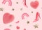 Pink seamless pattern with stars, hearts, high heels. Applicable for fabric print, textile, wallpaper, gifts wrapping