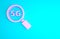 Pink Search 5G new wireless internet wifi connection icon isolated on blue background. Global network high speed