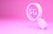 Pink Search 5G new wireless internet wifi connection icon isolated on pink background. Global network high speed