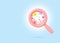 pink search engine magnifying glass online environment school kid cute creative imagination space learn study object with clock.