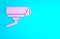 Pink Security camera icon isolated on blue background. Minimalism concept. 3d illustration 3D render