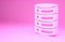 Pink Server, Data, Web Hosting icon isolated on pink background. Minimalism concept. 3d illustration 3D render