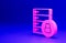 Pink Server security with closed padlock icon isolated on blue background. Database and lock. Security, safety