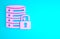 Pink Server security with closed padlock icon isolated on blue background. Security, safety, protection concept