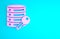 Pink Server security with key icon isolated on blue background. Security, safety, protection concept. Minimalism concept