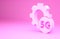 Pink Setting 5G new wireless internet wifi connection icon isolated on pink background. Global network high speed