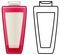 Pink shampoo bottle in colored and line versions
