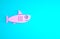 Pink Shark icon isolated on blue background. Minimalism concept. 3d illustration 3D render
