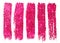 Pink shining glitter polish samples isolated on