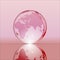 Pink shining transparent earth globe