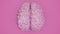 Pink shiny fluid human brain, overmind, brain activity concept, view top, seamless loop