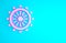 Pink Ship steering wheel icon isolated on blue background. Minimalism concept. 3d illustration 3D render