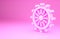 Pink Ship steering wheel icon isolated on pink background. Minimalism concept. 3d illustration 3D render