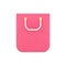 Pink shopping bag 3d icon. Paper bag with white handles for purchased products