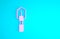 Pink Shovel icon isolated on blue background. Gardening tool. Tool for horticulture, agriculture, farming. Minimalism
