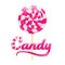 Pink sign Candy and Colorful pink striped candy lollipop vector illustration.