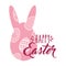 Pink silhouette ears rabbit egg happy easter
