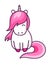 Pink sitting unicorn. Vector illustration.