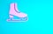 Pink Skates icon isolated on blue background. Ice skate shoes icon. Sport boots with blades. Minimalism concept. 3d