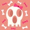 Pink skull ghost bow vector illustration