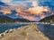 Pink Sky Harbour Clouds Spring Seasons Netherlands Europe Blue Sky