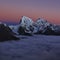 Pink sky over the high mountains Cholatse and Taboche Peak, Nepal. One of the best sunsets I have ever seen.