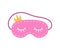 Pink sleep mask for eyes wiht crown. Night accessory to sleep, travel and recreation. A symbol of pajama party. Isolated