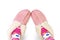 Pink slippers female feet
