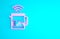 Pink Smart electric kettle system icon isolated on blue background. Teapot icon. Internet of things concept with