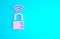 Pink Smart safe combination lock icon isolated on blue background. Combination padlock. Security, safety, protection