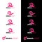 Pink Snail line logo vector on white and black background