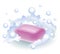 Pink soap in foam