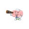 Pink soap in Sailor cartoon character style using a binocular