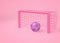 Pink soccer ball and goal.  Minimal sport concept