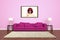 Pink sofa with picture attached