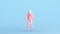 Pink Spaceman Astronaut Cosmonaut Helmet Space Suit Escape Suit Retro Kitsch Blue Background Front View