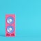 Pink speaker on bright blue background in pastel colors